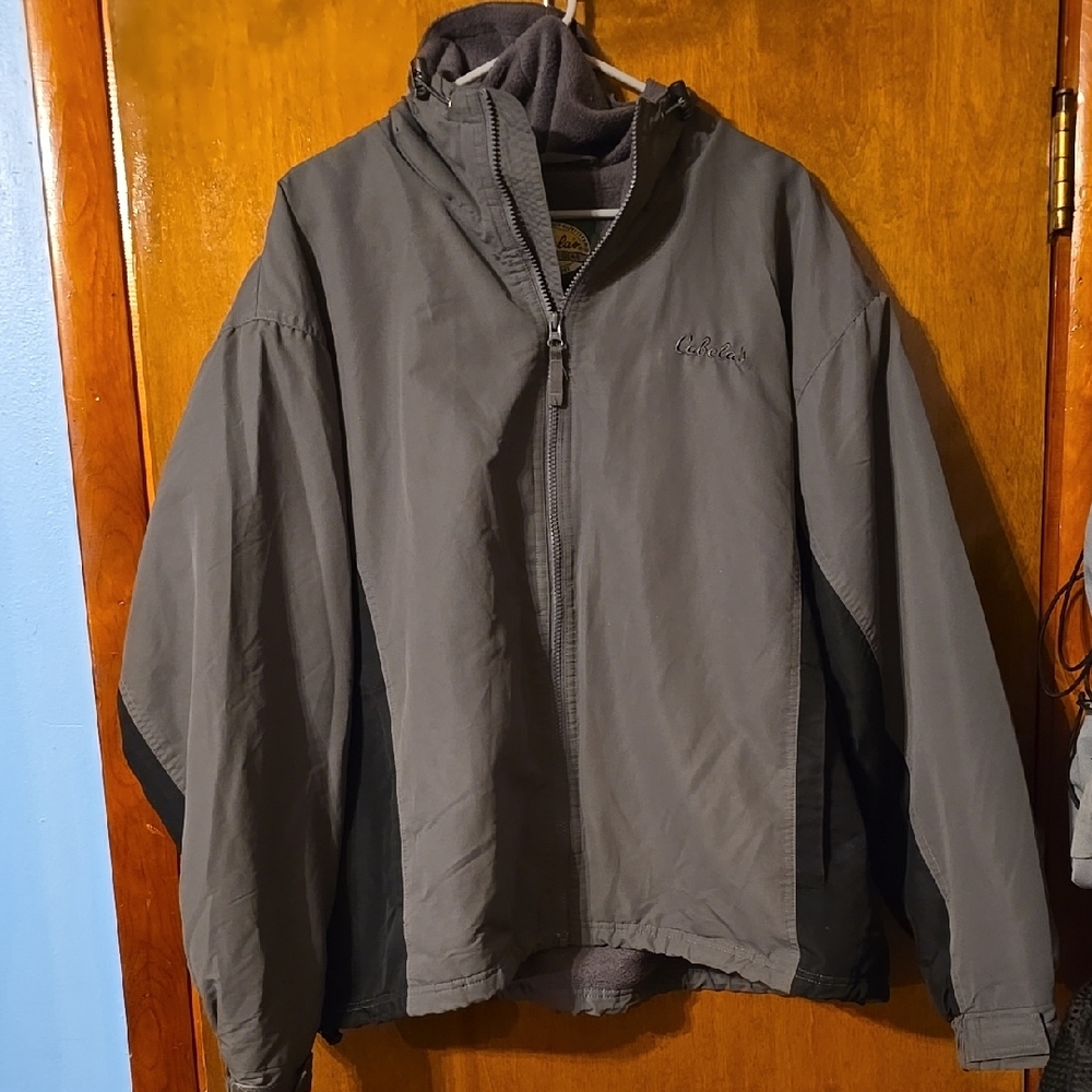 Men's Gray & Black Cabela's Mens XL Hooded Insulated Coat